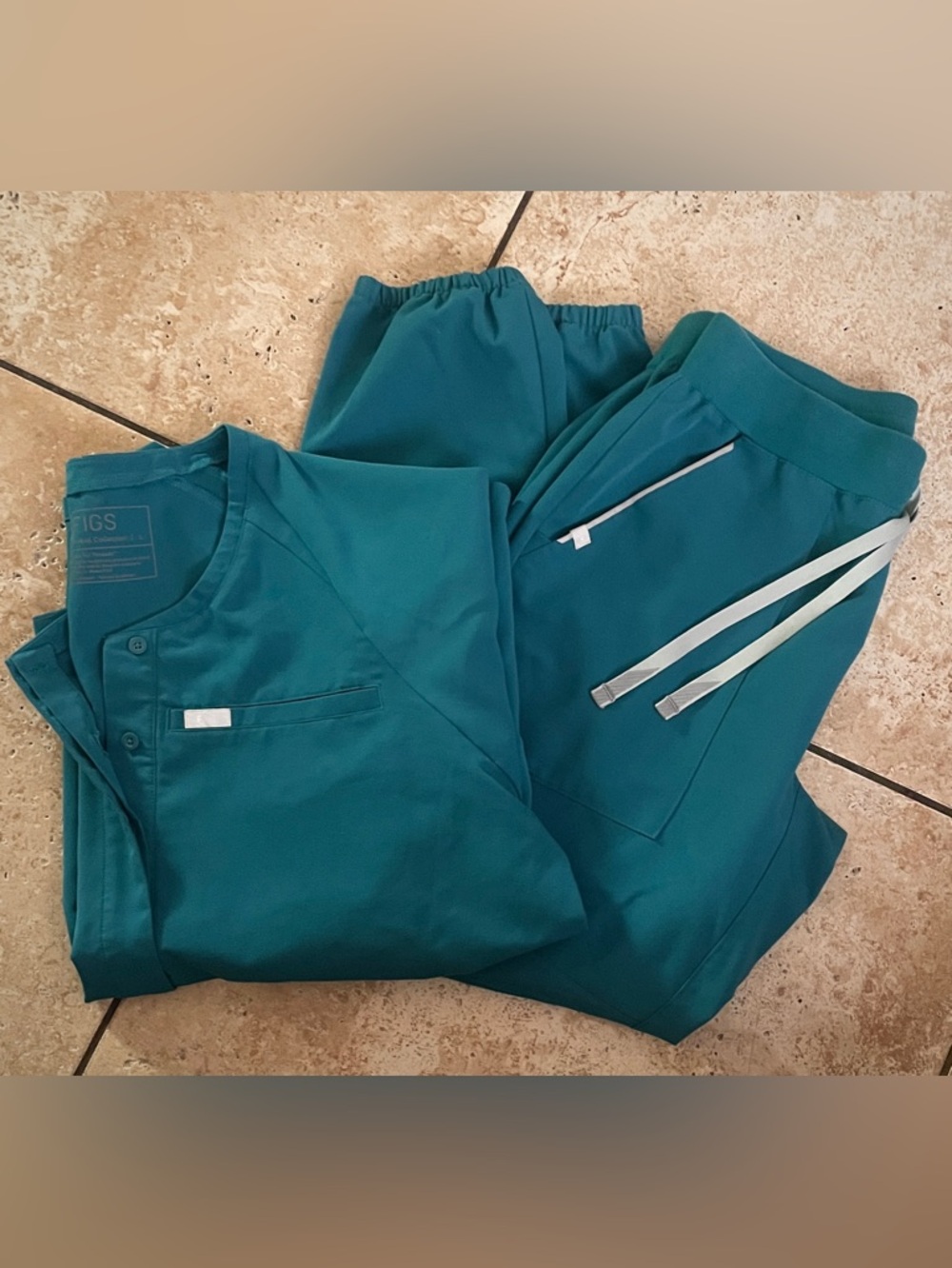 Figs Teal Track Pants & Scrub Top Set